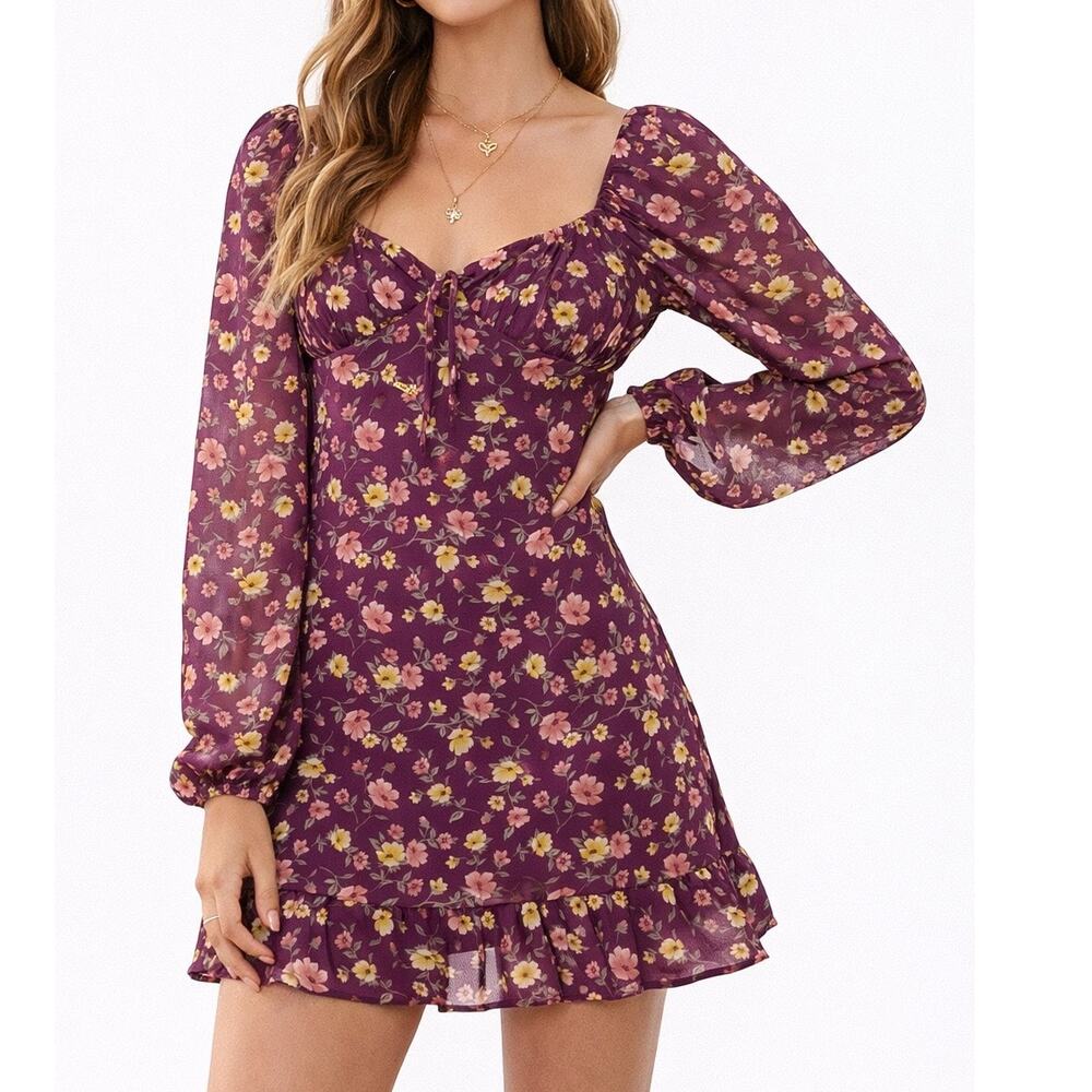 Forever 21 Womens Floral Mini Dress Size Large Y2K Fairy Coquette Festival NWT